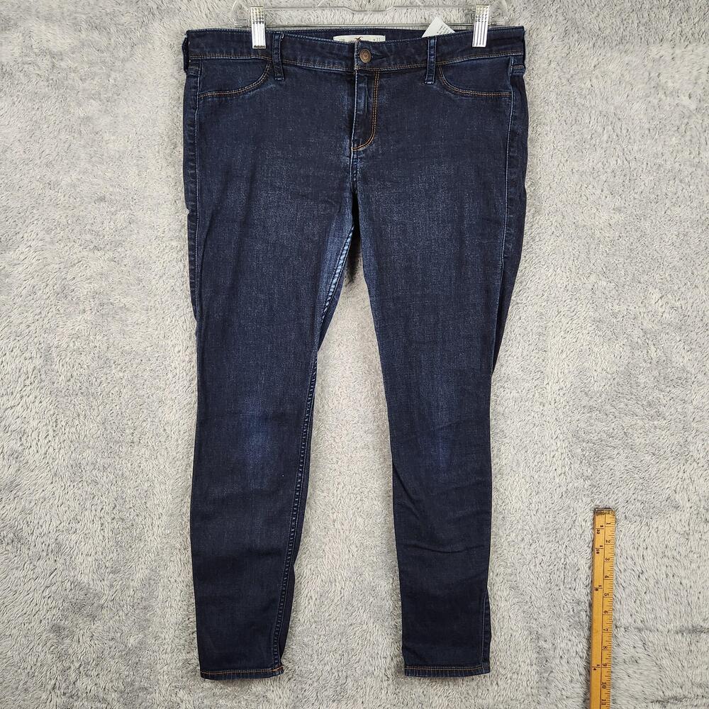 Hollister Jeans Juniors 13R 31x29 Blue Dark Wash Skinny Stretch Mid Rise Preppy